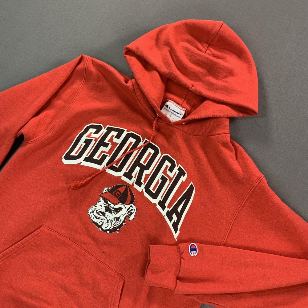 Georgia Bulldogs Hoodie Mens Small Red NCAA Football Champion Fleece Pullover